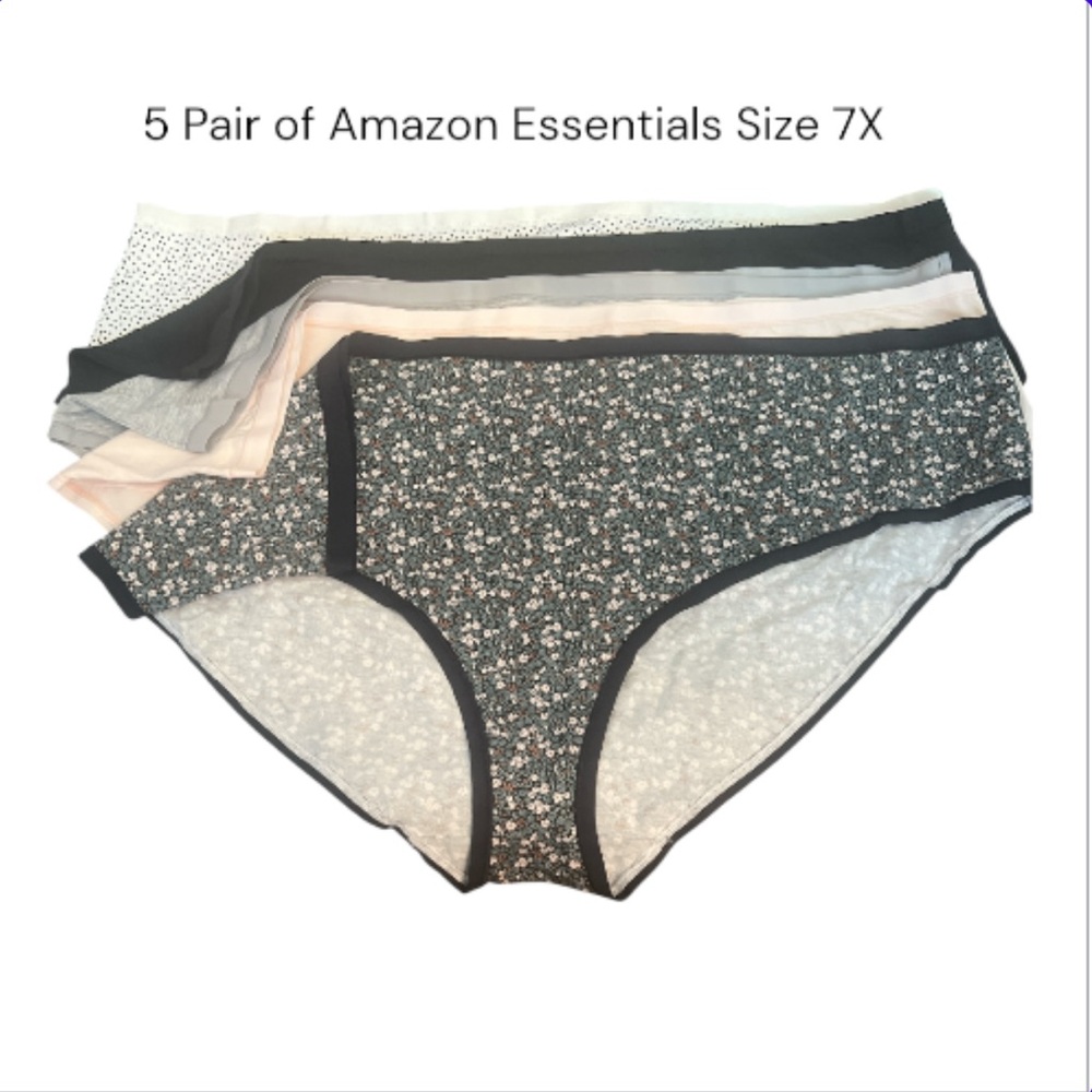 5 Pantie Set Amazon Essentials Size 7X NEW!